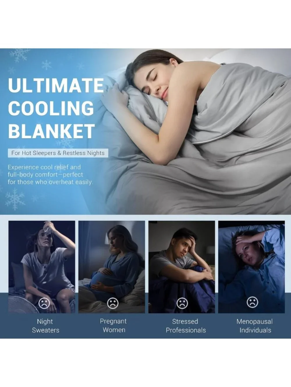 Queen Size Gradient Cooling Comforter for Hot Sleepers - Soft & Breathable 79” x